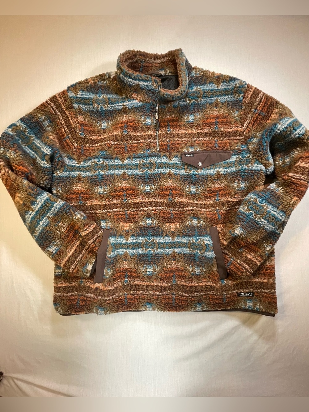 Rafter C Fleece NWT Pullover Mens XXL Brown Southwestern Geometric Aztec Cowboy